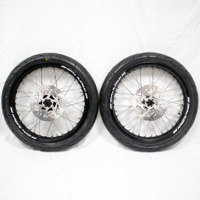 Roues complètes SM Pro 17 pouces avec pneus DUNLOP Supermoto pour Light Bee &amp; E Ride Pro SS